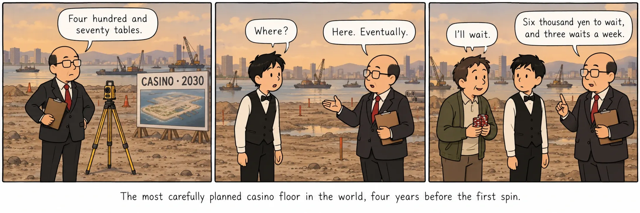 O salão de cassino mais cuidadosamente planejado do mundo, quatro anos antes do primeiro giro.